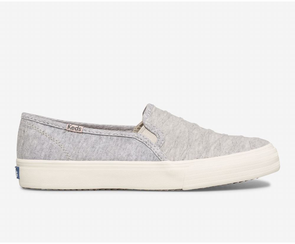 Women's Keds Double Decker Ribbed Wave Jersey Slip Ons Grey 5297148HB - South Africa